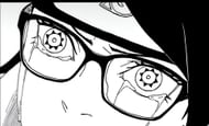 Sarada's Mangekyou Sharingan awakening (Image via Shueisha)